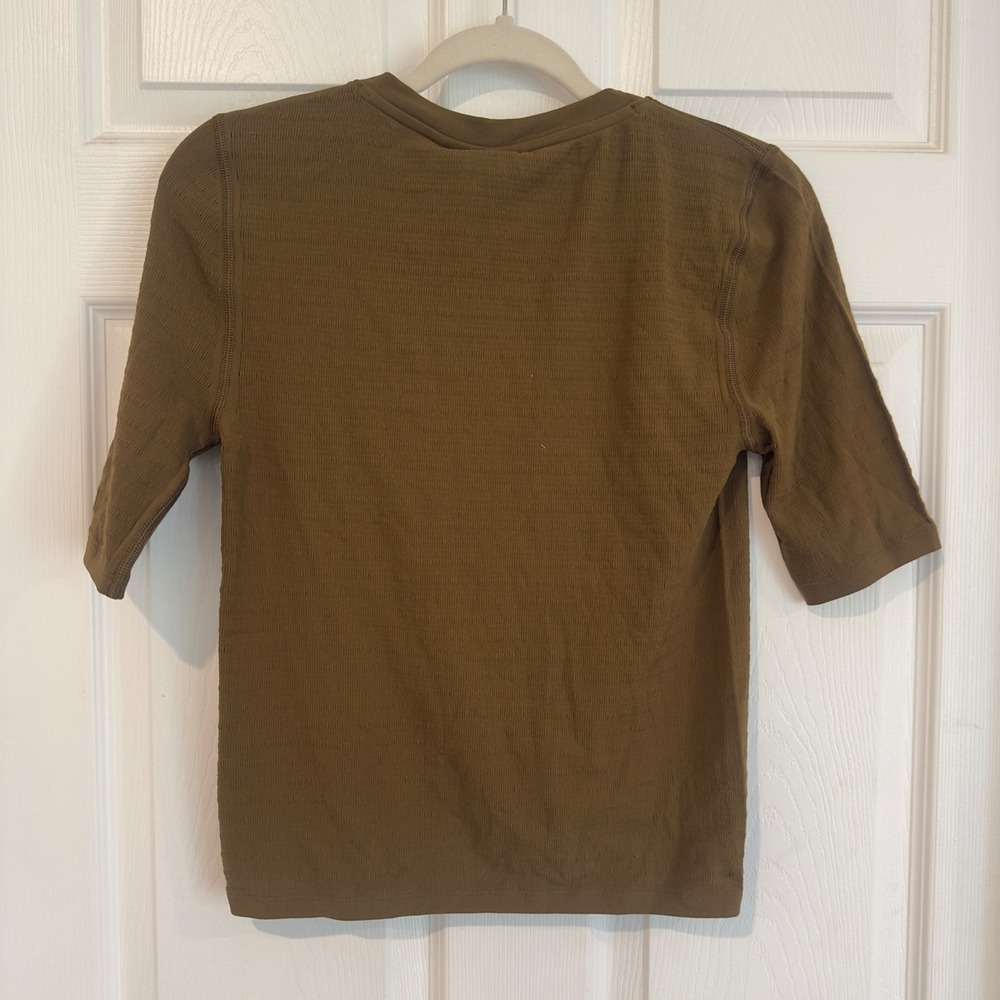 Calia Focus Seamless Crop Tee Dark Khaki Olive WAX15125 Womens Large NWT - Picture 7 of 7